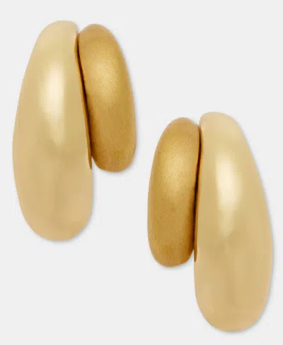Anne Klein Puffy Double-row C-hoop Earrings In Gold