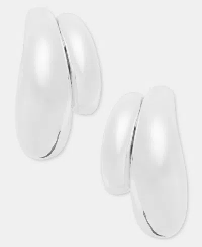 Anne Klein Puffy Double-row C-hoop Earrings In Silver