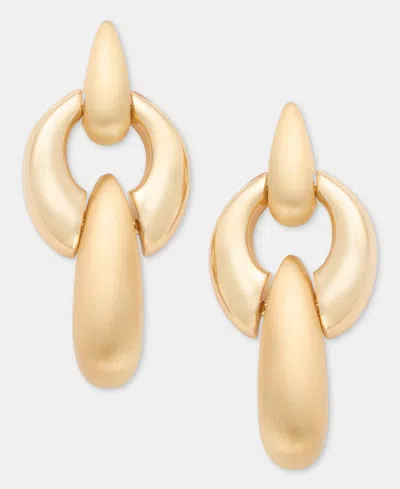 Anne Klein Puffy Linked Linear Drop Earrings In Gold
