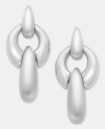 Anne Klein Puffy Linked Linear Drop Earrings In Silver
