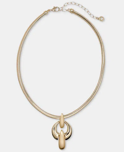Anne Klein Puffy Linked Pendant Necklace, 16" + 3" Extender In Gold