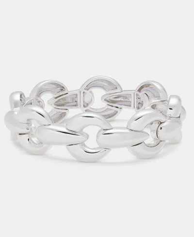 Anne Klein Puffy Linked Stretch Bracelet In Silver