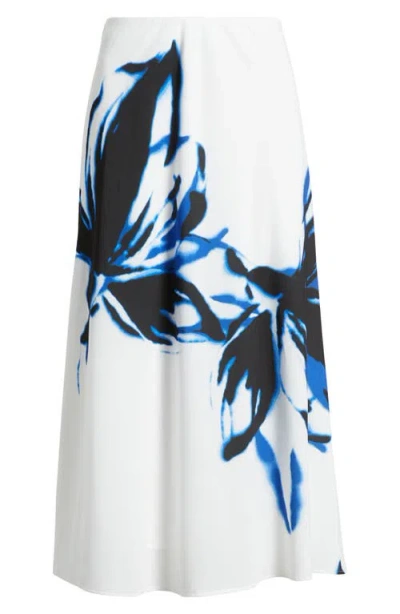 Anne Klein Pull-on Bias Cut Skirt In Bright White Multi