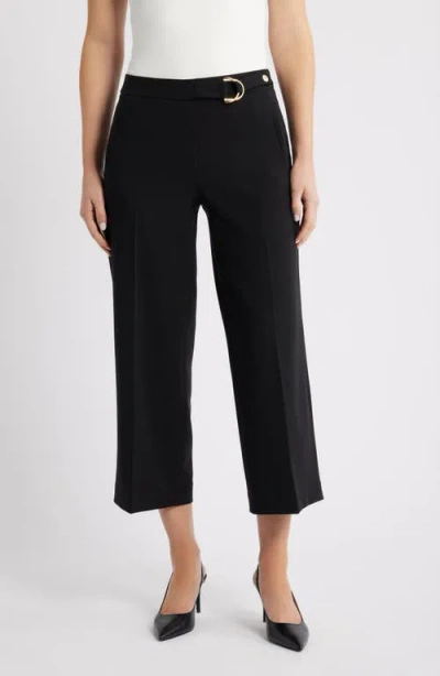 Anne Klein Pull-on Crop Wide Leg Pants In Black