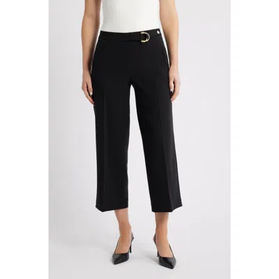 Anne Klein Pull-on Crop Wide Leg Pants In Black