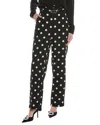 Anne Klein Belted High Waist Polka Dot Wide Leg Pants In Black