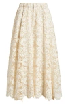 Anne Klein Pull-on Lace Midi A-line Skirt In Off White