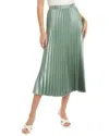 Anne Klein Pleated Satin Midi Skirt In Green