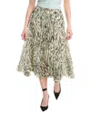 Anne Klein Print Pleated Maxi Skirt In Blue