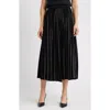 Anne Klein Pull-on Pleated Velour Skirt In Black