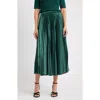 Anne Klein Pull-on Pleated Velour Skirt In Green