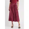 Anne Klein Pull-on Pleated Velour Skirt In Red