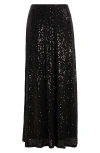 Anne Klein Pull-on Sequin Maxi Skirt In Black