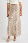 Anne Klein Pull-on Sequin Maxi Skirt In Neutral