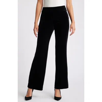 Anne Klein Pull-on Wide Leg Velvet Pants In Anne Black