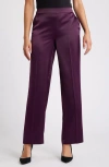 Anne Klein Pull On Wide Leg Pants In Deep Plum