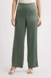 Anne Klein Pull-on Wide Leg Pants In Green