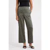 Anne Klein Womens Printed Blouse Wide Leg Pull On Pants In Black