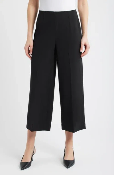 Anne Klein Pull-on Crop Wide Leg Pants In Black