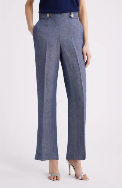 Anne Klein Pull-on Crop Wide Leg Pants In Blue