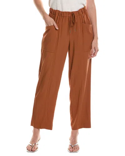 Anne Klein Pull-on Pocket Straight Ankle Pant In Brown
