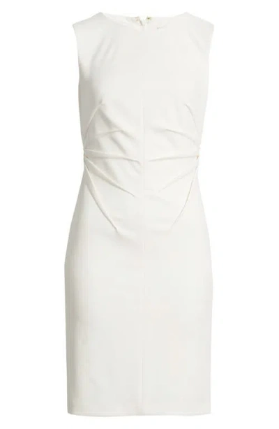 Anne Klein Radiant Pleat Scuba Crepe Sheath Dress In White