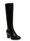 Anne Klein Womens Block Heel Faux Leather Knee-high Boots In Black