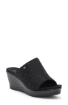 Anne Klein Rellin Wedge Sandal In Black With Stones