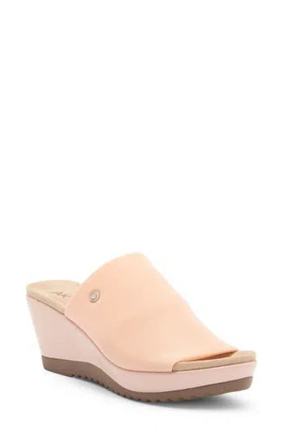 Anne Klein Rellin Wedge Sandal In Deep Rose Mesh