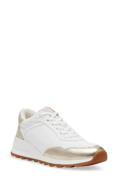 Anne Klein Restless Wedge Sneaker In White Multi