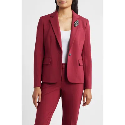Anne Klein Rhinestone One-button Blazer In Red