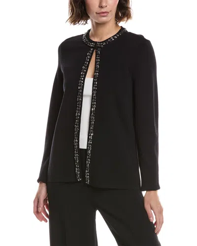 Anne Klein Rhinestone Trim Cardigan In Black