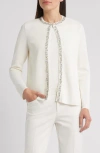 Anne Klein Rhinestone Trim Cardigan In White