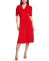Anne Klein Rib Button Front A-line Dress In Red