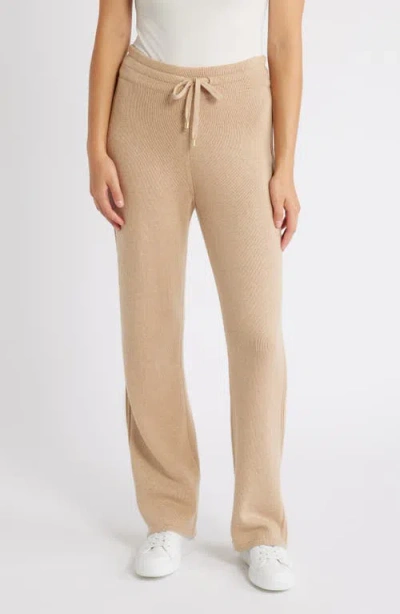 Anne Klein Rib Wide Leg Pants In Latte