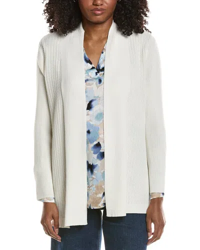 Anne Klein Ribbed Front Cardigan In White