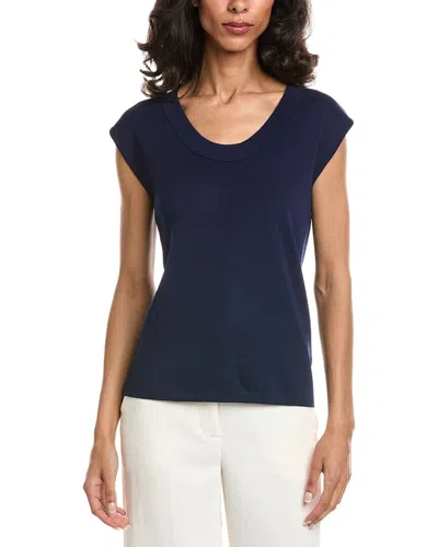 Anne Klein Ribbed Tank Top In Blue