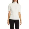 Anne Klein Womens Ribbed Short Sleeves Turtleneck Sweater In Anne White