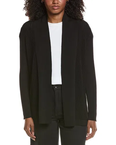 Anne Klein Ribbed-front Cardigan In Black