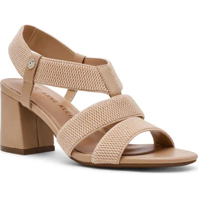 Anne Klein Robenia Woven Banded Block Heel Sandal In Brown