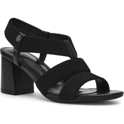 Anne Klein Robenia Woven Banded Block Heel Sandal In Black