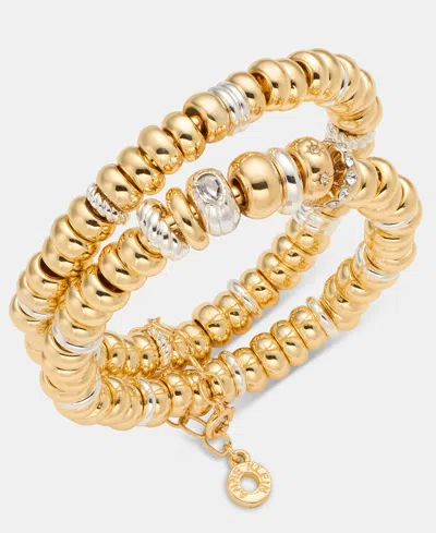 Anne Klein Rondelle Beaded Stretch Bracelets, 2-piece Set In Crystal