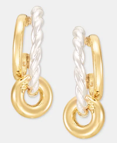Anne Klein Rondelle Charm Split-hoop Earrings In Gold