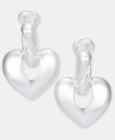 Anne Klein Rope & Heart Clip-on Drop Earrings In Metallic