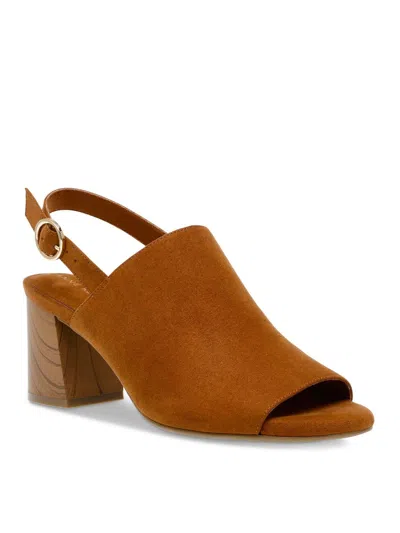 Anne Klein Rori Womens Buckle Open Toe Slingback Sandals In Brown