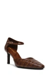 Anne Klein Rosalind Croc Embossed Ankle Strap Sandal In Brown Croc