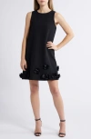 Anne Klein Rosette Bow Back Sleevless Shift Dress In Anne Black