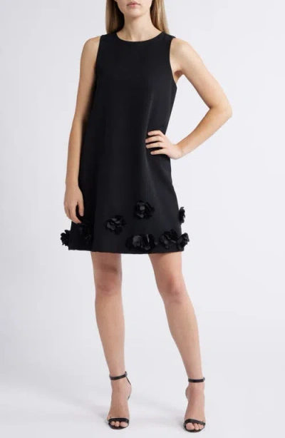 Anne Klein Rosette Bow Back Sleevless Shift Dress In Asphalt