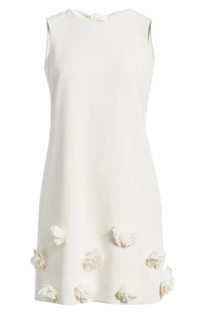 Anne Klein Rosette Hem Sleeveless Shift Dress In White