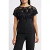 Anne Klein Rosettes & Lace Top In Black